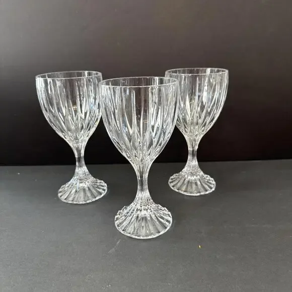 (3) Mikasa Crystal Park Lane Water Wine Glasses Goblets Stems 6 3/4” T - Picture 2 of 4